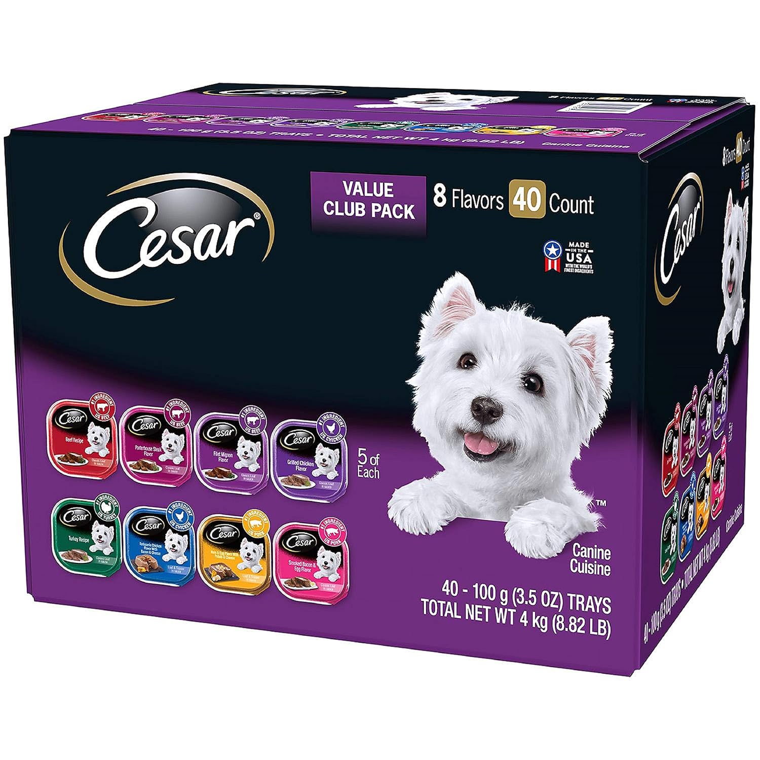 Cesar Cesar Canine Cuisine Wet Dog Food, 8 Flavor Variety Pack Classic Loaf in Sauce (3.5 Ounce ., 40 ct.), 140 Ounce