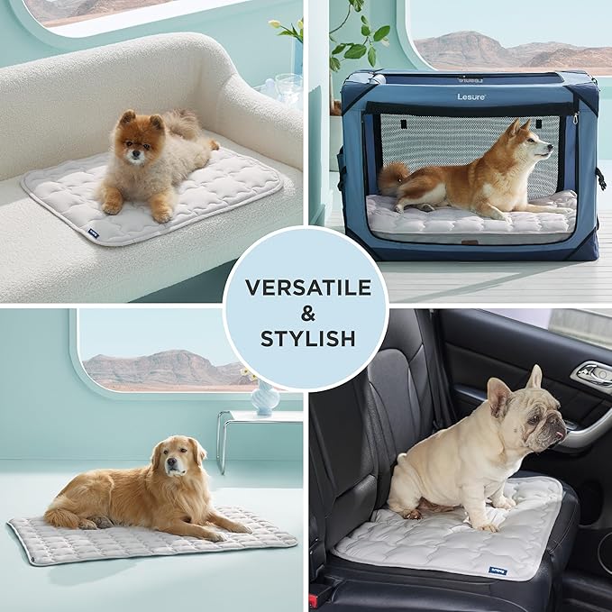 Bedsure Cooling Mat for Large Dogs – 35x23 Thin Washable Cooling Pet Pad for Puppy, QMAX>0.5, Portable Kennel Puppy Bed for Summer, Non-Slip Summer Crate Pad for Big Dog Up to 50 lbs