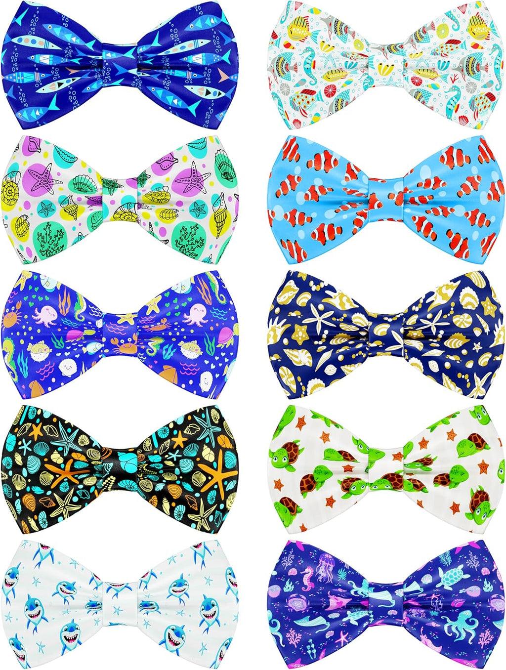 PET SHOW 10 Pack Ocean Animals Dog Bowties for Small Dogs Sliding on Collar | Quality polyester,for medium pets,holiday birthday party grooming accessories