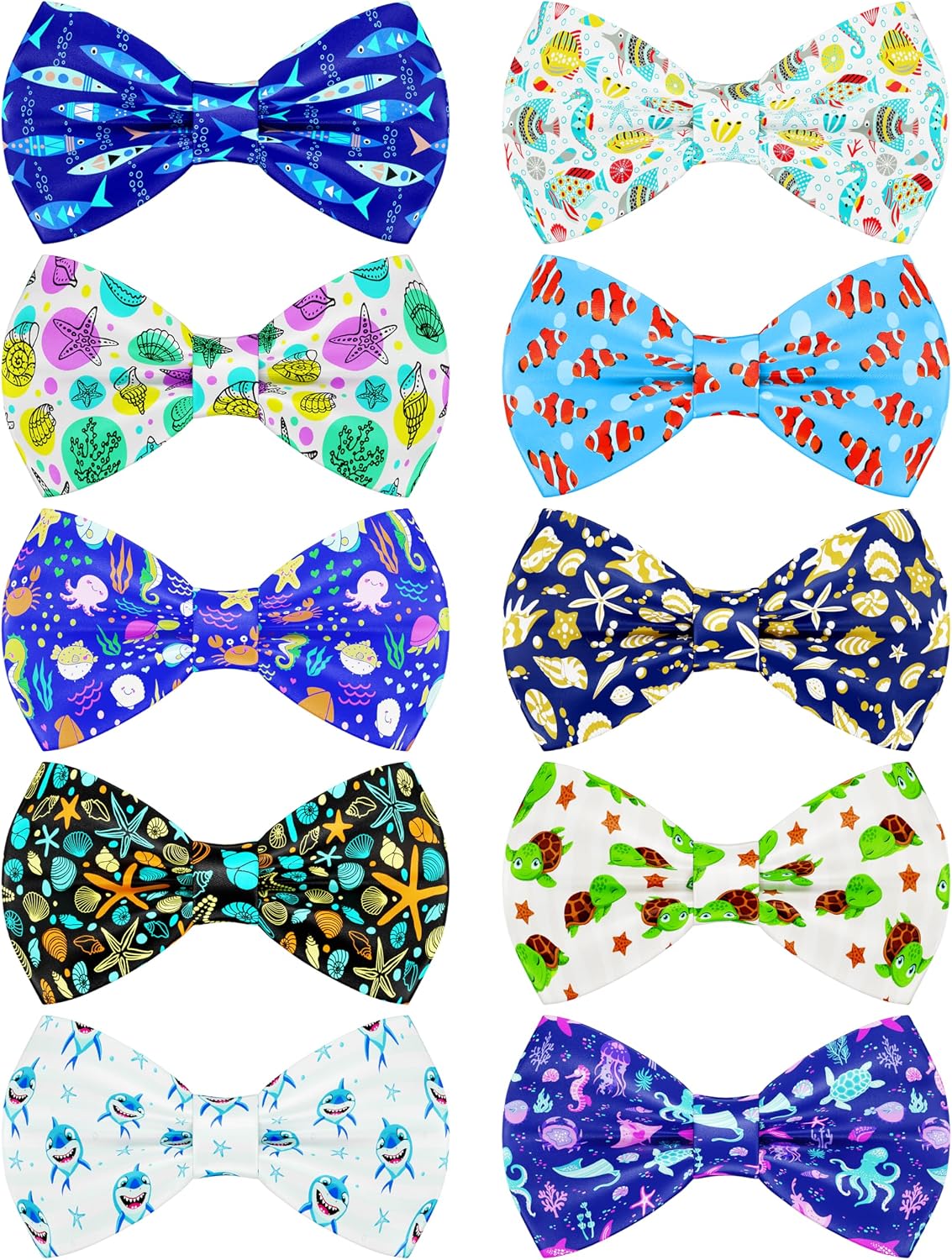 PET SHOW 10 Pack Ocean Animals Dog Bowties for Small Dogs Sliding on Collar | Quality polyester,for medium pets,holiday birthday party grooming accessories