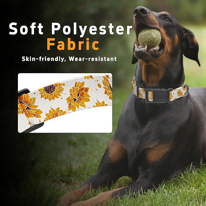 Dog Collar, Floral Boys Girls Puppy Collar for Small Medium Large Dogs, Soft Adjustable Collar with Safety Buckle for Male Females (XS, White Floral)