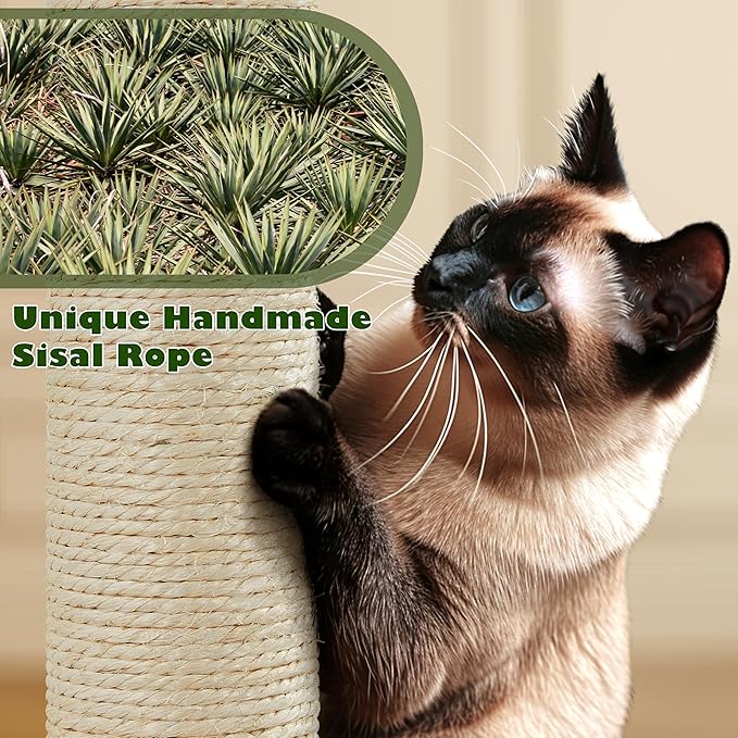 Topeakmart 62.2 inches Cat Tree with Double Condos, Cat Tower with Scratching Posts & Hammock & Foam-Padded Perches, Kitty Activity Tree Center Kitten Play House, Green