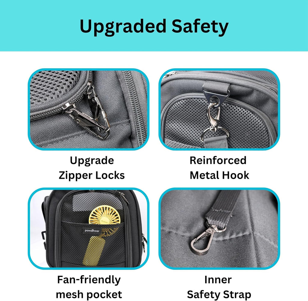Crash-Tested Expandable Cat Carrier for Crash Protection | 2-in-1 Crash-Tested Small Dog Car Seat & Portable Pet Carrier | CPS Certified for Crash Protection & Safe Pet Travel