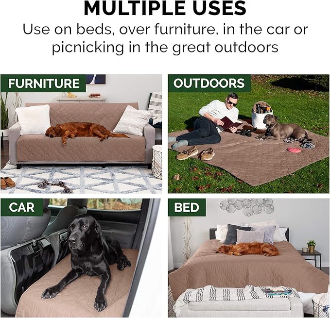 Furhaven Waterproof & Non-Slip Queen Size Mattress Cover Protector for Dogs & Cats, Washable, For Beds, Couches, & Car Seats - Quilted Twill Blanket Mattress Cover - Brownstone, Large/Queen Size