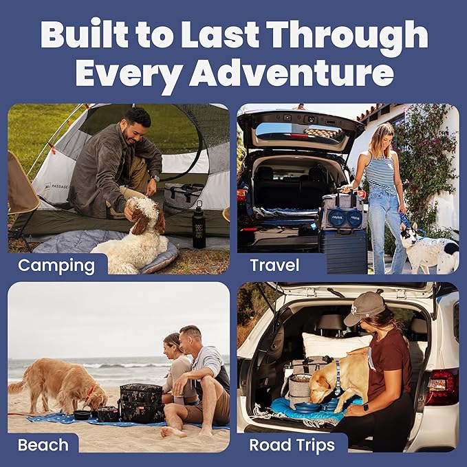 The Original Doggy Bag™ - Complete Dog Travel Bag for Supplies with 2 BPA-Free Travel Dog Bowls & 2 Pet Food Containers - Traveling Kit for Road Trips, Camping, Weekend Away or Doggy Gift: Paw Print