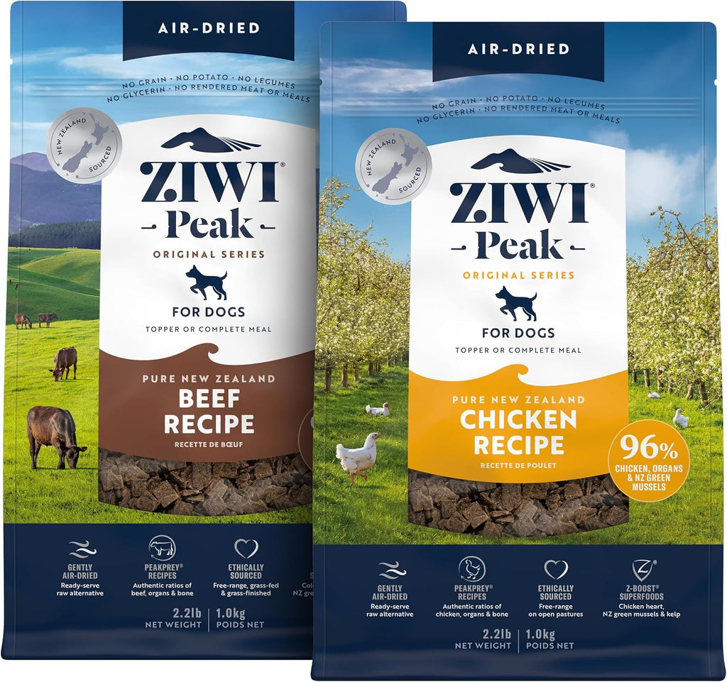 Bundle of ZIWI Peak Air-Dried Dog Food – Chicken (35.2oz) + Air-Dried Dog Food – Beef (35.2oz) - All Natural, High Protein, Grain Free, Limited Ingredient w/Superfoods