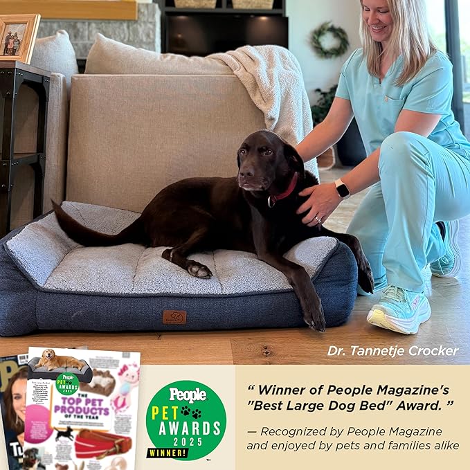 Bedsure SupportMax™ XL Orthopedic Dog Beds Large Sized Dog - Extra Thick Supportive Dogs Couch with Waterproof Washable Cover, Extra Large Comfort Pet Sofa with Soft Sherpa and Nonskid Bottom, Brown