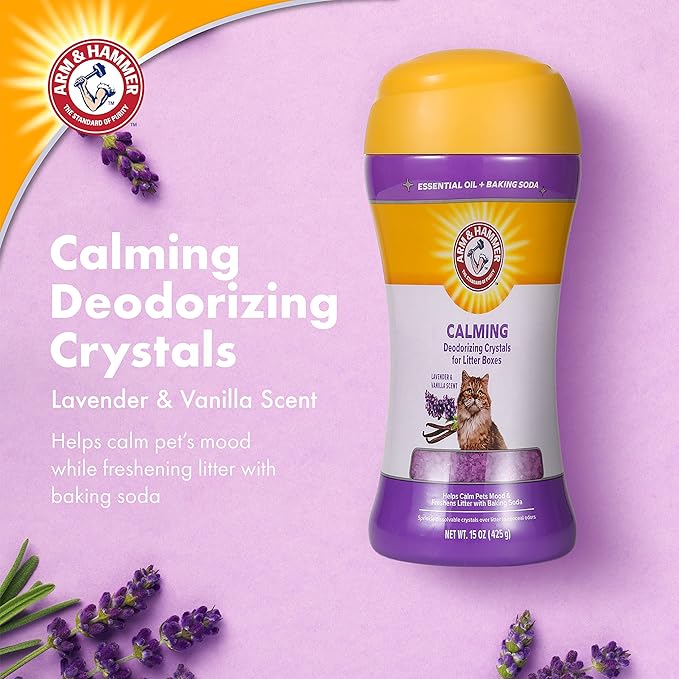 Arm & Hammer Deodorizing Cat Litter Crystals, Lavender & Vanilla Scent | Odor Neutralizing | For Litter Boxes | 15 Oz | Pack of 2