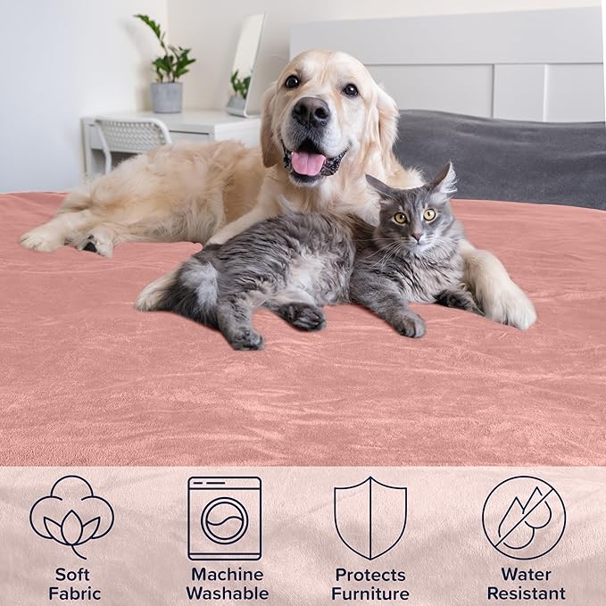 PETMAKER Dog Blanket - 60x70in Reversible Sherpa Blanket - Throw Blankets for Bed, Couch, Crate, or Car - Machine Washable Puppy Essentials (Pink)