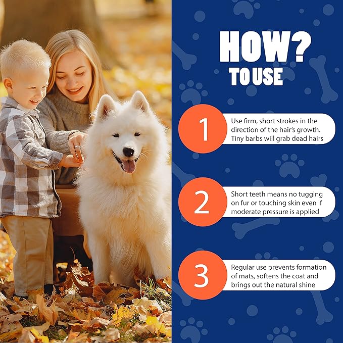 EasyGroomer Deshedding Brush for Dogs & Cats – Undercoat Grooming Tool for Short & Long Hair, Removes Loose Fur & Dirt, Reduces Shedding for Small & Large Pets, Blue