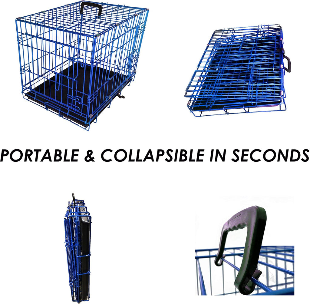 PET Expressions Luxury Colorful 24 Inch Foldable Dog Crate with 2 Doors | Free Training Ebook and Pet Calming Music | 3 Colors & 3