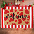 Tinideya 2 Pcs Door Mat Welcome Non Slip Coir Mats Floor Layering Doormats Seasonal for Front Porch Entryway Decor(Heart)