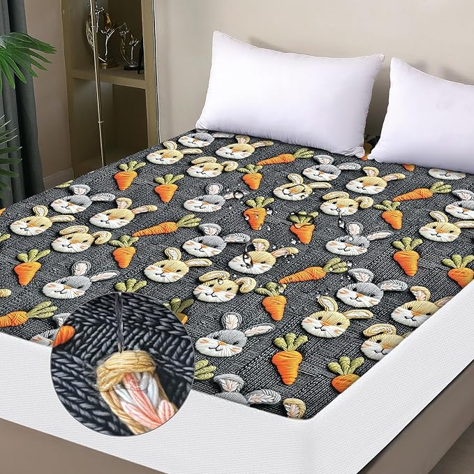 Waterproof Mattress Protector King, Fitted Sheet Style Breathable Mattress Cover with Deep Pocket Fits Up to 18'', Noiseless Bed Cover for Kids Adults Pets, Machine Washable (Gray-Carrot, 76'' X 80'')