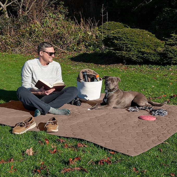 Furhaven Waterproof & Non-Slip King Size Mattress Cover Protector for Dogs & Cats, Washable, For Beds, Couches, & Car Seats - Quilted Twill Blanket Mattress Cover - Brownstone, Jumbo/King Size
