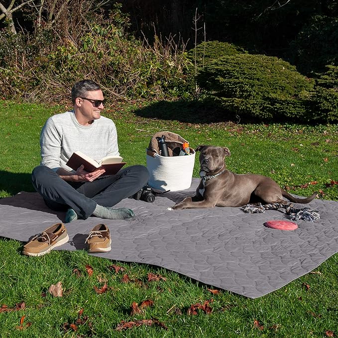 Furhaven Waterproof & Non-Slip Full Size Mattress Cover Protector for Dogs & Cats, Washable, For Beds, Couches, & Car Seats - Quilted Twill Blanket Mattress Cover - Gray, Medium/Full Size