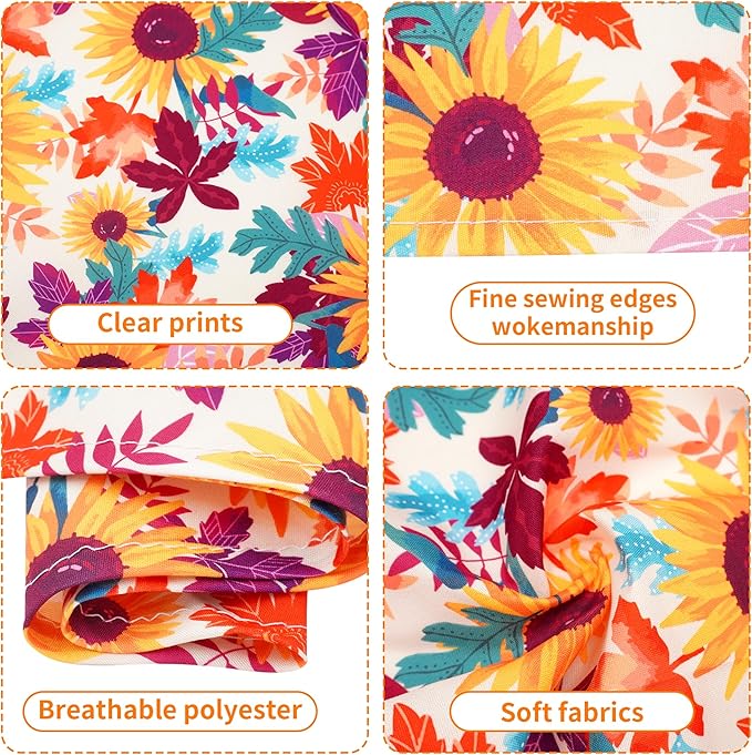 30 Pcs Fall Dog Bandanas Bulk 25 Inch Stitch Edge Dog Bandanas for Small Medium Dogs Breed Adjustable Autumn Scarves Grooming M