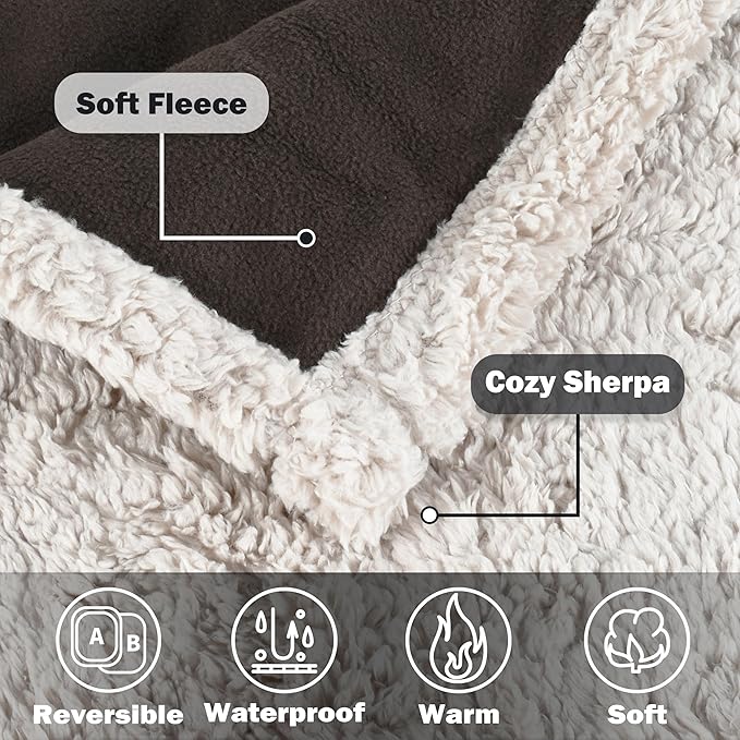 Kritter Planet Waterproof Dog Blanket, Reversible Water Proof Pet Blanket for Couch, Bed & Sofa, Washable Couch Covers for Large Dogs - Protects Furniture from Fur, Dirt, and Accidents