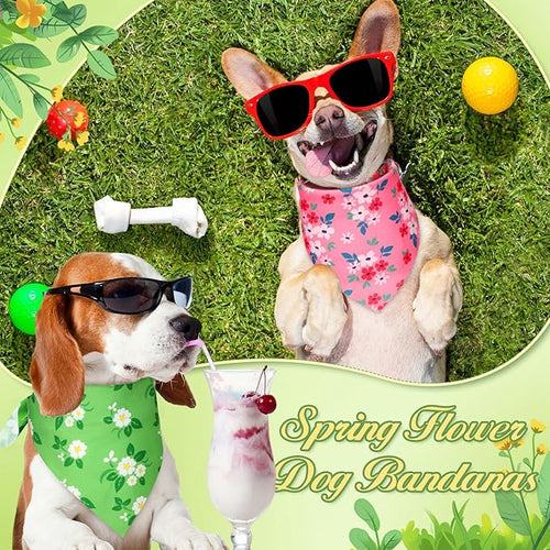 200 Pcs Spring Dog Bandanas Bulk Floral Dog Bandanas for Dogs Triangle Kerchief Bibs Scarf Set for Pet Costume Photo Props Accessories Pet Shops Adoption Events, 25 Styles(25.6 x 17.7 x 17.7)