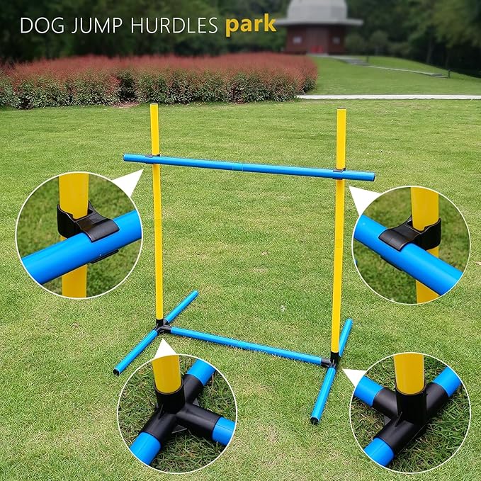Dog Agility Hurdle Training Set, 2-Sets Jump Bar Equipment for Indoor & Outdoor Backyard Exercise