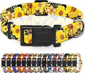 Dog Collar for Boys & Girls, Adjustable Soft Floral Pattern Pet Collar with Safety Buckle for Small to Large Dogs (Yellow, XL)