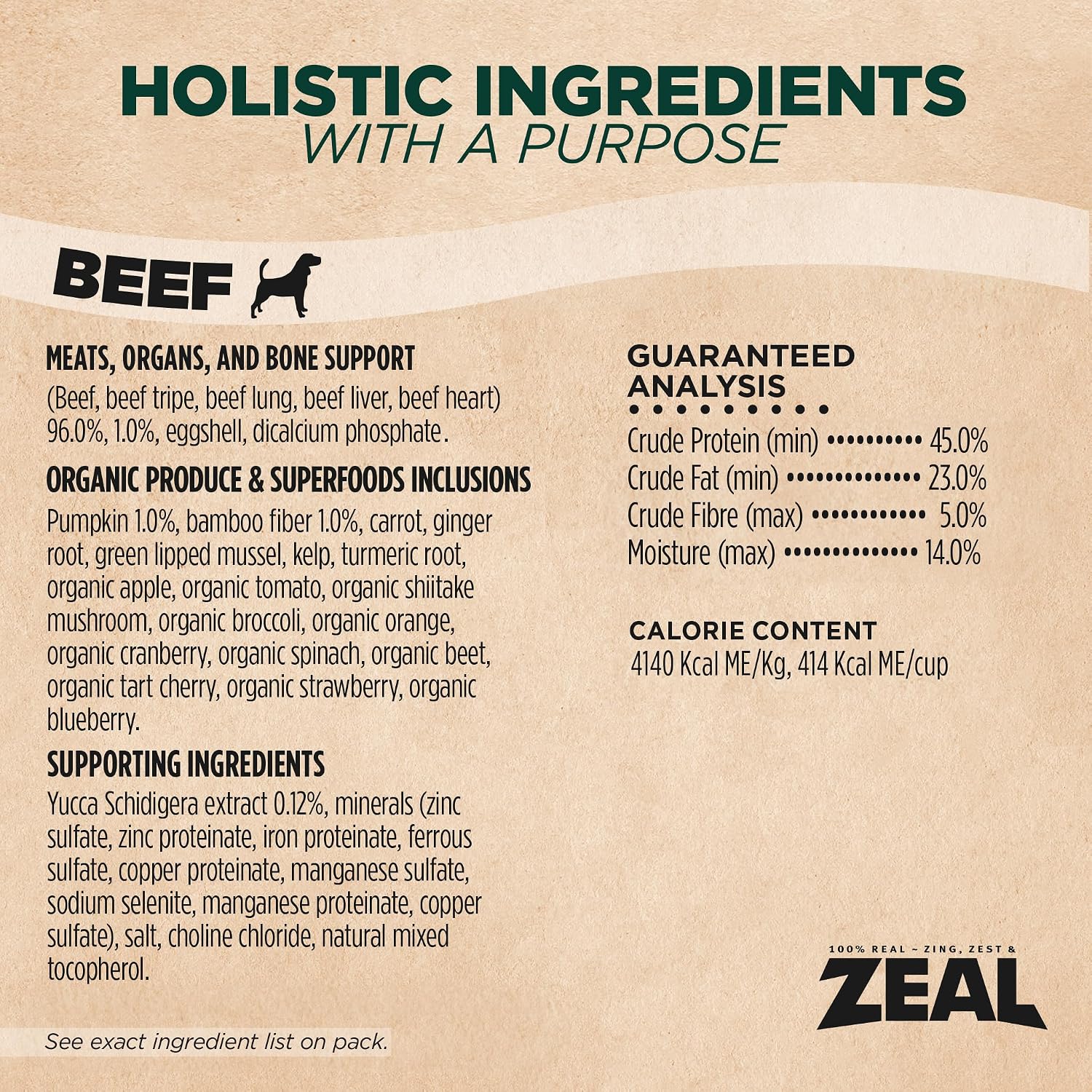 ZEAL Canada Air-Dried Dog Food - High Protein, Natural Superfoods, Nutrient Rich, No Fillers, Grain Free, Complete & Balanced (Beef, Turkey, Chicken) 3 lbs