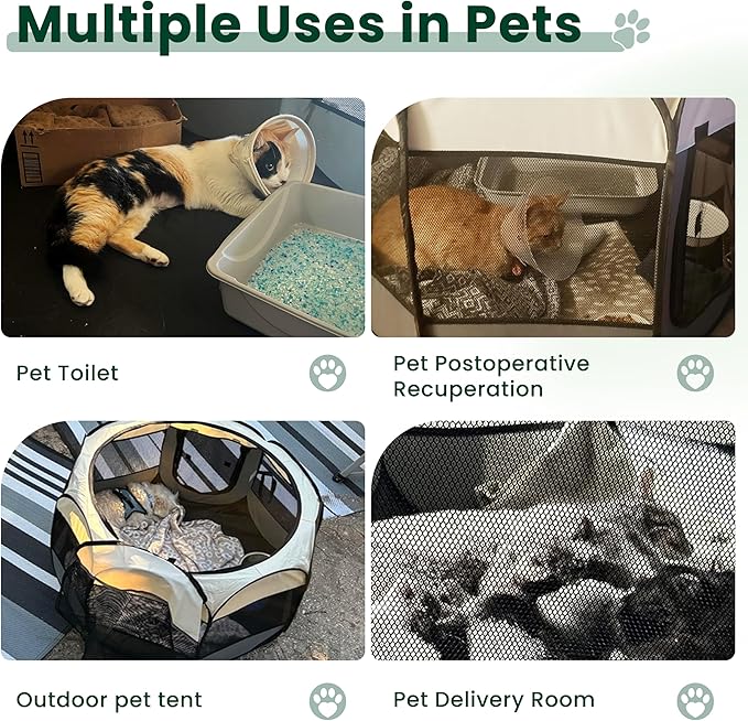 Love's cabin Pet Puppy Dog Playpen, Small Dog Tent Crates Cage Indoor/Outdoor, Portable Playpen for Cat, Foldable Pop Up Dog Kennel Playpen with Carring Case, Removable Zipper Top, Khaki