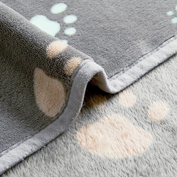 Allisandro 350 GSM Super Soft and Premium Fuzzy Flannel Fleece Pet Dog Blanket, The Cute Print Design Washable Fluffy Blanket for Puppy Cat Kitten Indoor or Outdoor, Grey, 64 x 40 Inches