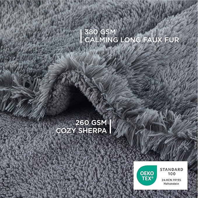 Bedsure Waterproof Dog Blankets for Large Dogs - Cat Blanket for Couch Protector Washable Long Faux Fur, Calming Soft Reversible Throw Furniture Protection for Puppy Pet Pet, 40"x50", Grey