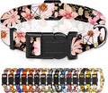 Dog Collar for Boys Girls, Floral Puppy Collar for Small Medium Large Dogs, Adjustable Floral Pattern Soft Pet Collar with Safety Buckle for Male Females(Light Pink,L)