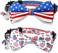 4th of July Cat Collar with Bow Tie, Indepedence Holiday USA Heart Collar for Boys and Girls Kitties and Kittens