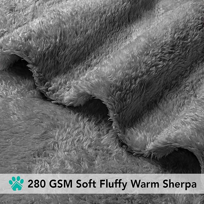 PetAmi Dog Blanket for Small Dogs Grey, Fluffy Soft Puppy Blanket, Sherpa Fleece Cat Blanket for Kitten Doggie, Calming Pet Blanket Throw for Couch Sofa Bed Washable, Small 24x32