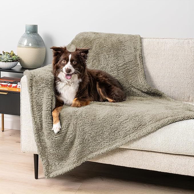 PetAmi Fluffy Waterproof Dog Blanket for Small Medium Dogs, Soft Warm Pet Sherpa Throw Pee Proof Couch Cover, Reversible Cat Puppy Bed Blanket Sofa Protector, Plush Washable Pad (Taupe Camel, 24x32)