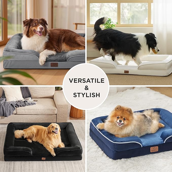 Bedsure Orthopedic Dog Bed for Extra Large Dogs - XL Plus Waterproof Dog Sofa Beds, Supportive Foam Pet Couch Bed with Removable Washable Cover, Waterproof Lining and Nonskid Bottom, Dark Grey
