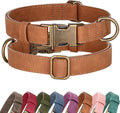 Didog Soft PU Leather Dog Collar, Stylish Quick Released Dog Collar for Large Dogs, Easy Clean Adjustable Pet Collar for Daily Walking, Light Brown, L Fit 15-23" Neck