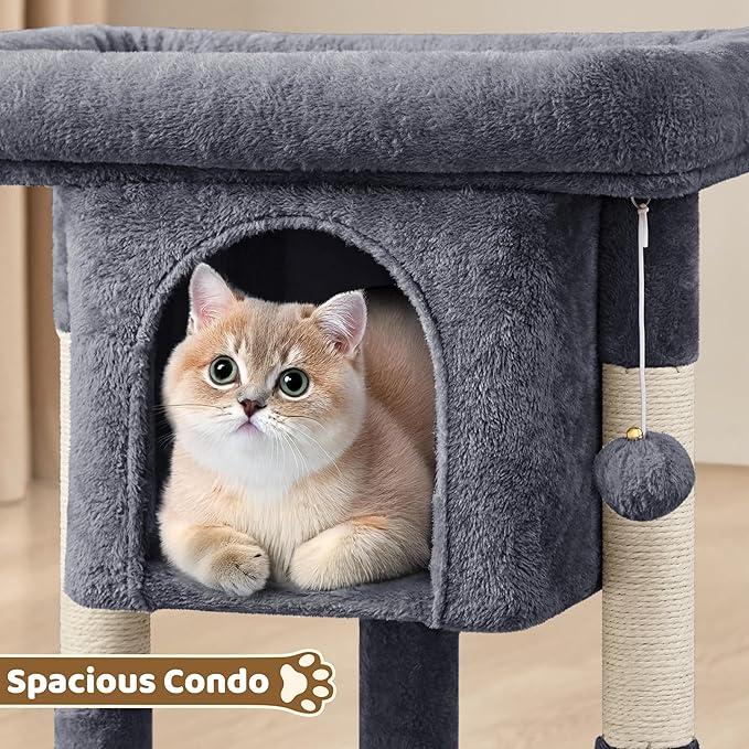 Yaheetech 23.5in Cat Tree Tower, Cat Condo with Sisal-Covered Scratching Posts, Cat House Activity Center Furniture for Kittens, Cats and Pets - Dark Gray