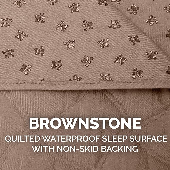 Furhaven Waterproof & Non-Slip Full Size Mattress Cover Protector for Dogs & Cats, Washable, For Beds, Couches, & Car Seats - Quilted Twill Blanket Mattress Cover - Brownstone, Medium/Full Size
