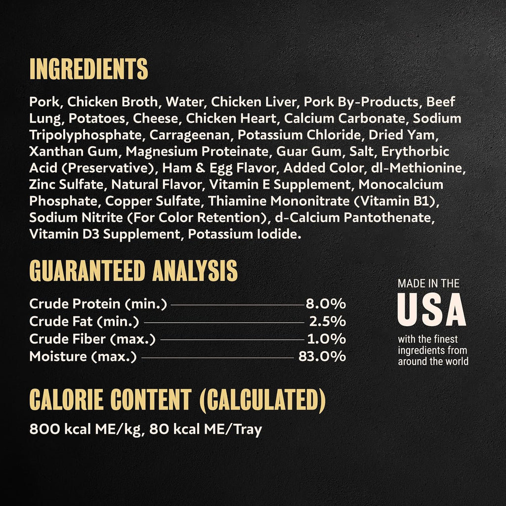 Cesar Loaf & Topper Wet Dog Food, Ham & Egg Flavor, 3.5 oz, 24 Count | Pork #1 ingredient, easy to digest, no fillers or added sugar, use as meal or food topper, easy peel trays
