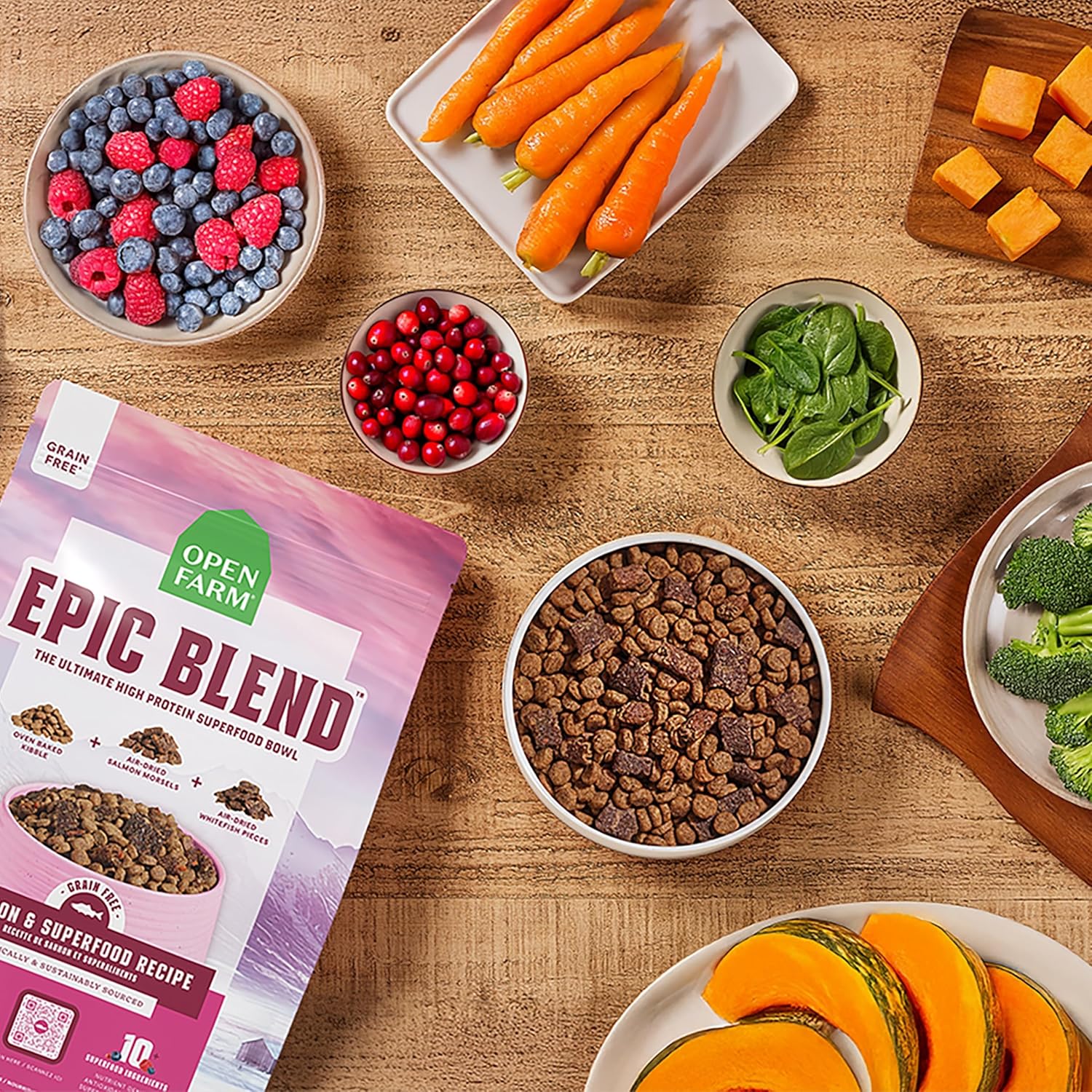 Open Farm Epic Blend Grain Free Dry Dog Food, Beef Kibble, 3.5lb Bag | High Protein, Air Dried Chunks, Probiotic Coated, All Breeds and Life Stages, Traceable Ingredients, Non-GMO Superfoods.