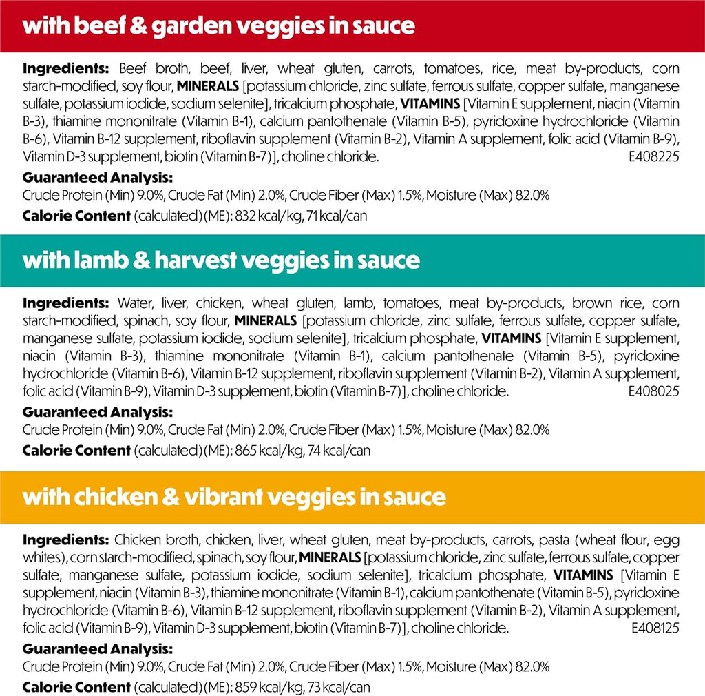 Purina Beneful Kitchen Creations Wet Dog Food Variety Pack, (30) 3 oz Cans | Real beef, chicken or lamb with vegetables, grains, and pasta, bite-sized tender chunks in a savory sauce