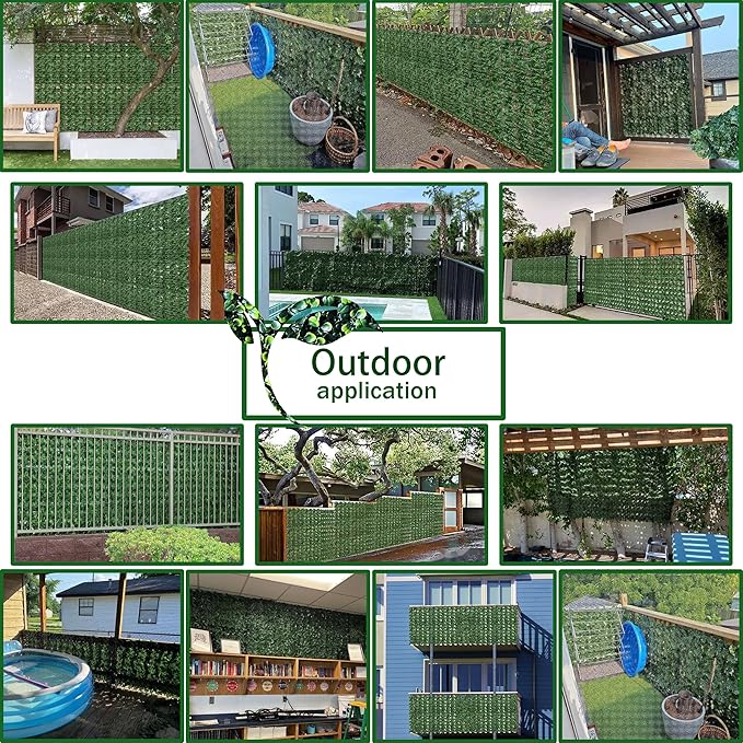 Artificial Fence Privacy Screen: 4FT x 50FT UV-Anti Faux Greenery Backdrop Ivy Chain Link Shades Panels for Patio, Balcony, Garden,Deck,Backyard Indoor Outdoor Green Wall Decor