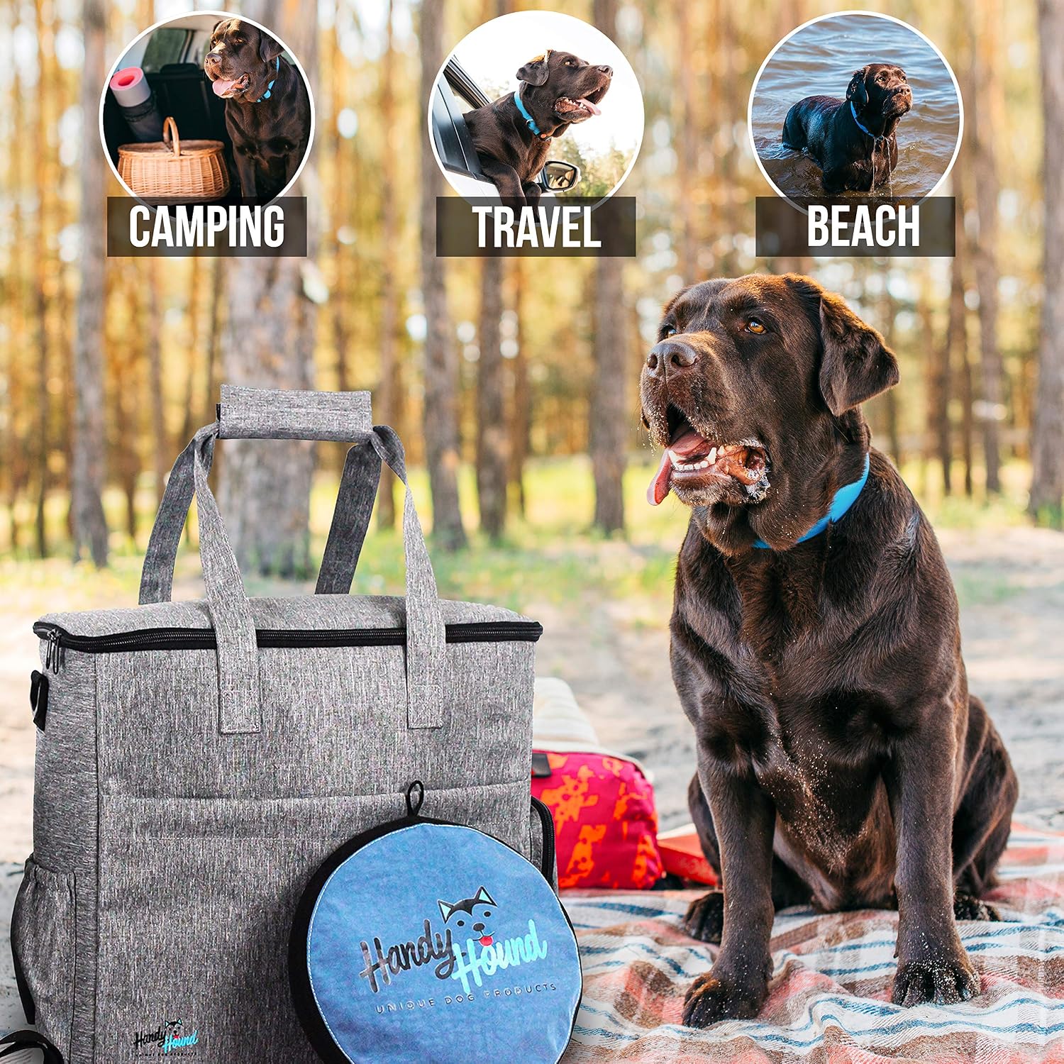 Dog Travel Bag, Pet Travel Organizer Kit for Weekend Trips | Includes accessory organizer with food storage, ideal for road trips, camping and weekends away