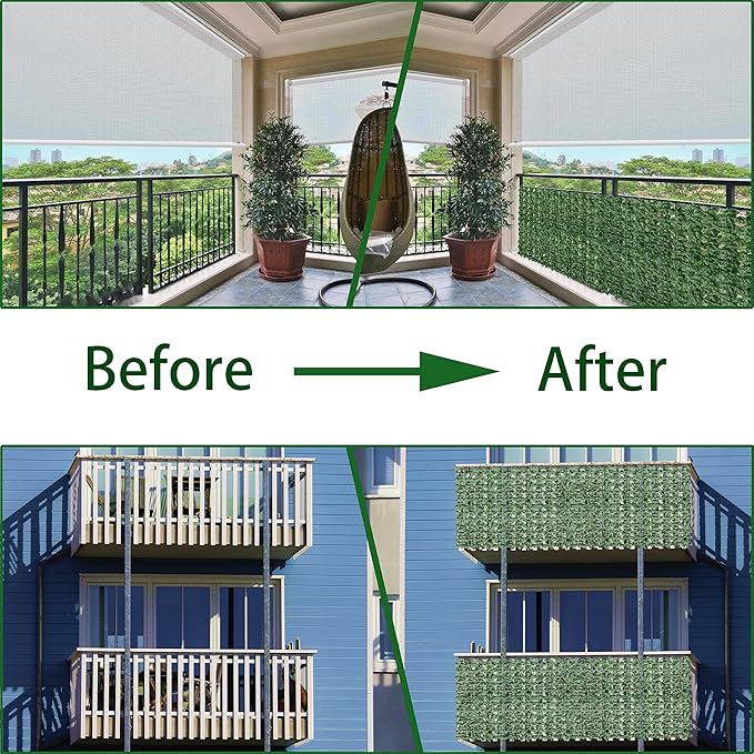 Artificial Fence Privacy Screen: 6FT x 20FT UV-Anti Faux Greenery Backdrop Ivy Chain Link Shades Panels for Patio, Balcony, Garden,Deck,Backyard Indoor Outdoor Green Wall Decor