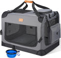 Morpilot 24-inch Portable Collapsible Dog Crate for Small Dogs up to 27lbs | Travel Dog Crate Soft-Sided with Foldable Bowl, Shoulder Strap & Storage Pockets, Grey