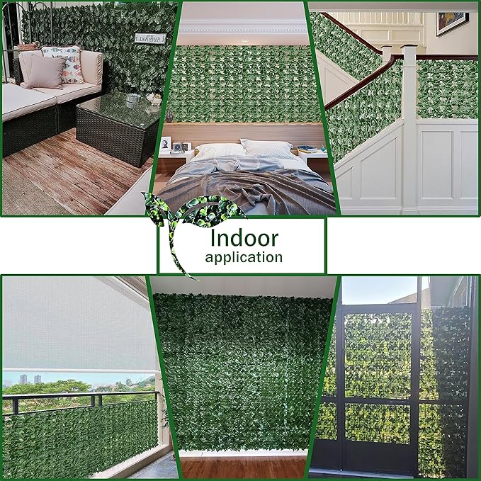Artificial Fence Privacy Screen: 5FT x 20FT UV-Anti Faux Greenery Backdrop Ivy Chain Link Shades Panels for Patio, Balcony, Garden,Deck,Backyard Indoor Outdoor Green Wall Decor